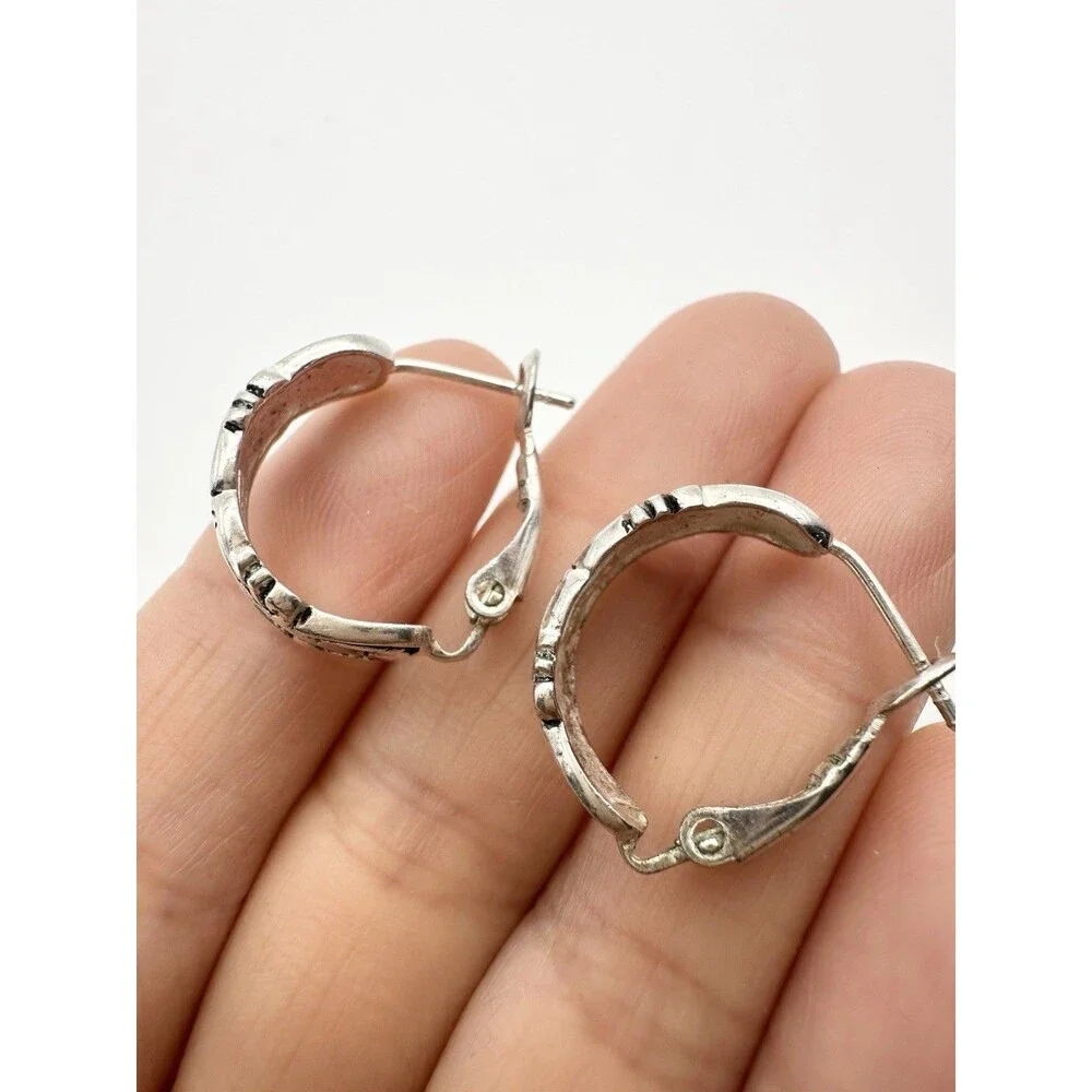 925 Sterling Silver Spoon Hoop Earrings Pierced
